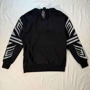 NWT Club Exx Black Fleece Stretch Cyber Goth Reflective Graphic Hoodie Size M